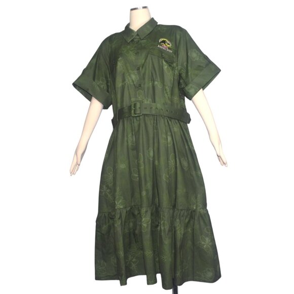 Her Universe Jurassic Park Green Floral Retro Dress Pockets Plus Size 3 3X - Picture 12 of 12